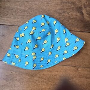 Happy Thursday Bucket Hat With Yellow Bird Pattern Geometric UNISEX
